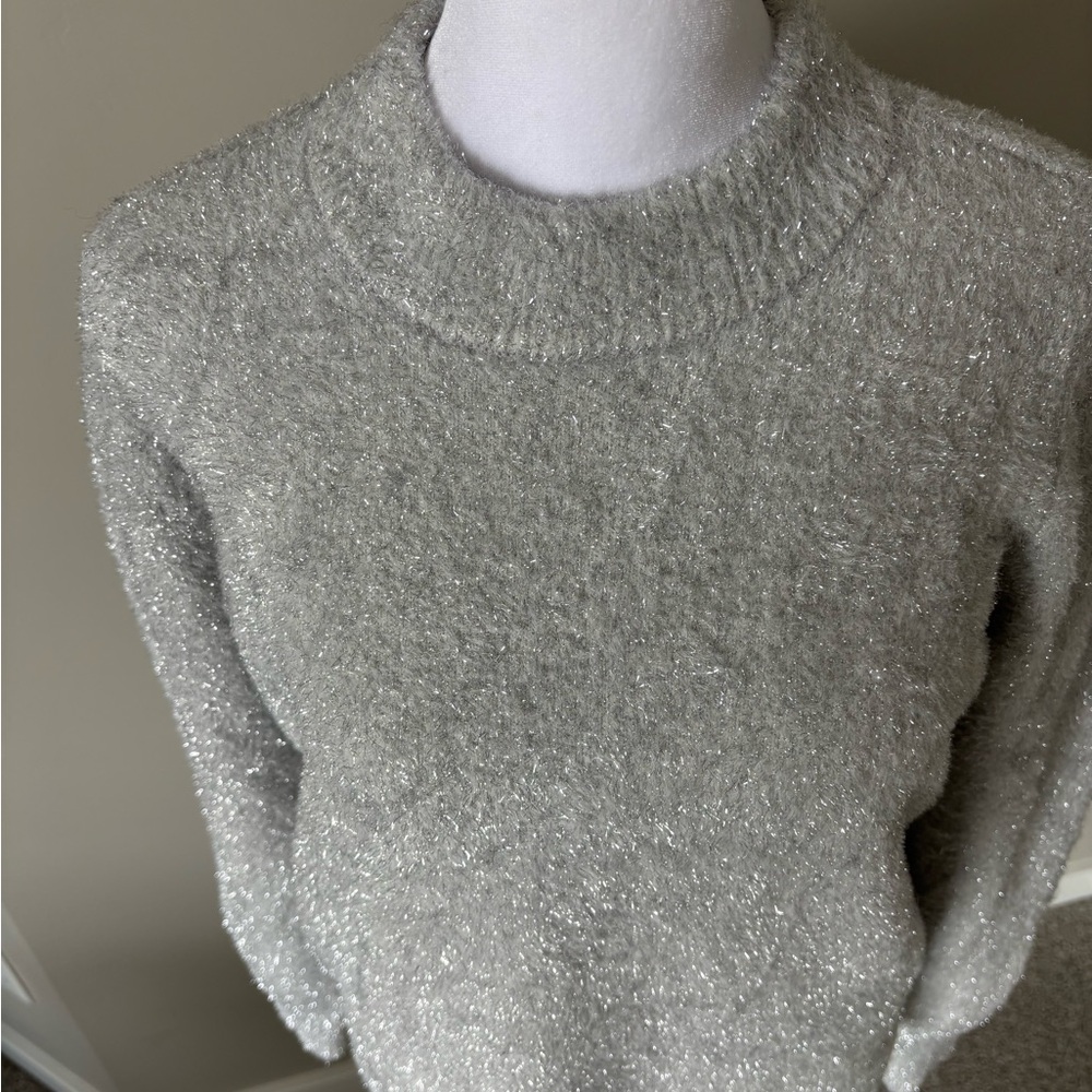 White House Black Market Silver Tinsel Sweater - Picture 5 of 13